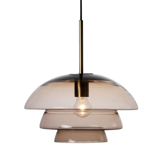 Arkivlampe 4006 large fra Hadeland Glassverk i kakao med messing oppheng