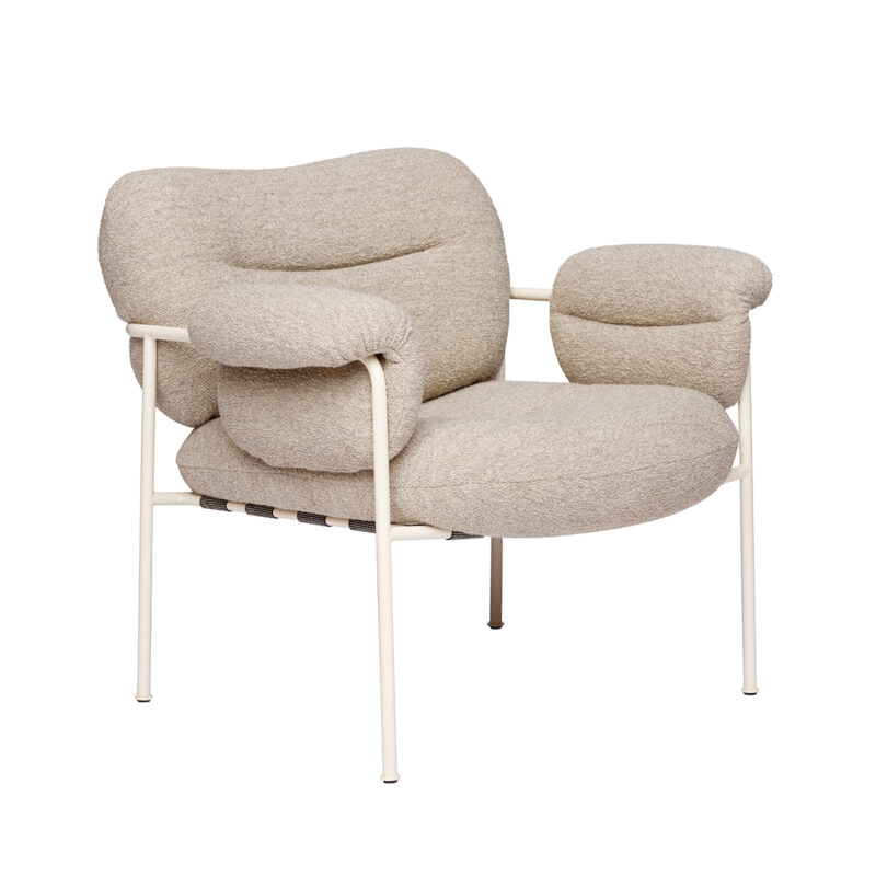 Bollo lenestol i Barnum Sand 02 med Pearl White Ral 1013 bein fra Fogia