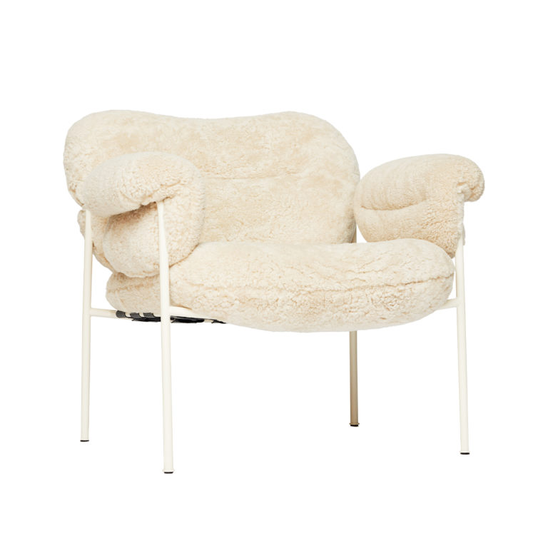 Sheepskin Mohawi Mohawii med Pearl White Ral 1013 bein fra Fogia