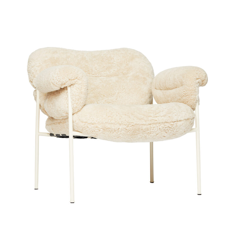 Sheepskin Mohawi Mohawii med Pearl White Ral 1013 bein fra Fogia