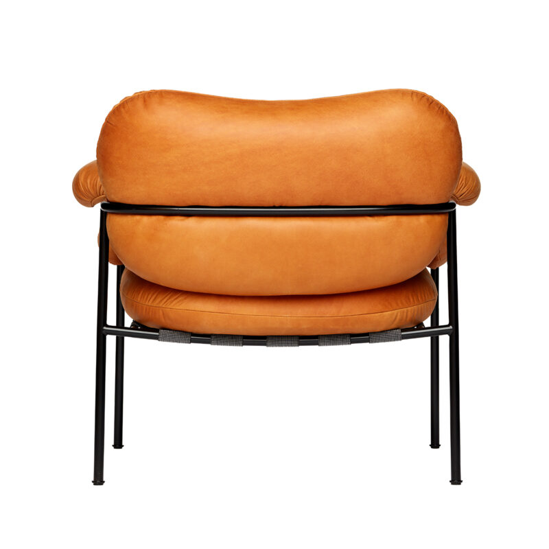Bollo lenestol i Vintage Cognac med Matte Black Ral 9005 bein fra Fogia