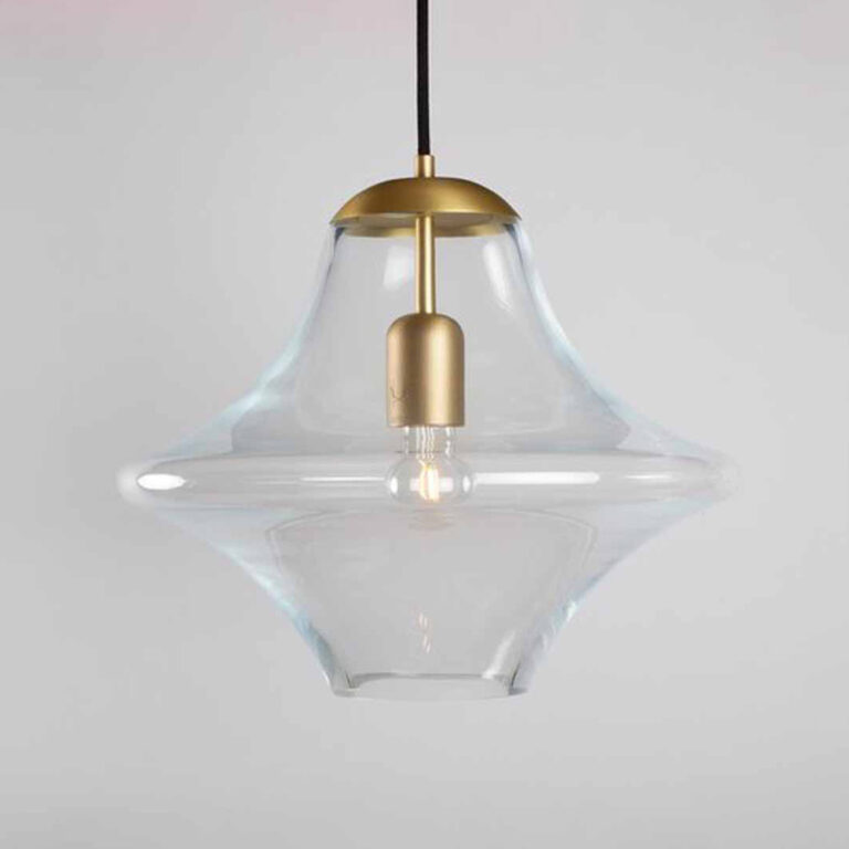 Taklampe med klart glass med messingdetaljer fra House of Holmedal