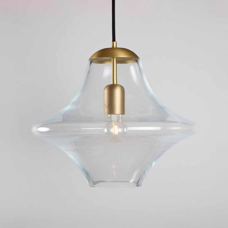 Taklampe med klart glass med messingdetaljer fra House of Holmedal