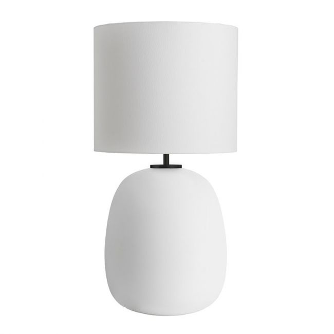 Austra Bordlampe | Hvit matt fra Hadeland glassverk, produktbilde av lampe med hvit matt fot i glass og hvit tekstilskjerm