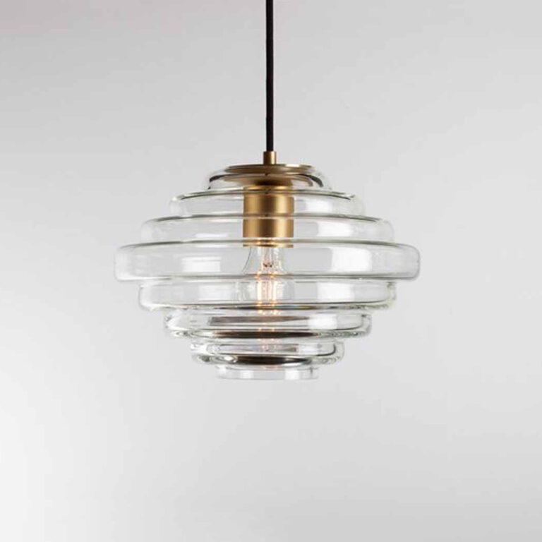 Taklampe med klart glass med horisontale riller fra House of Holmedal.