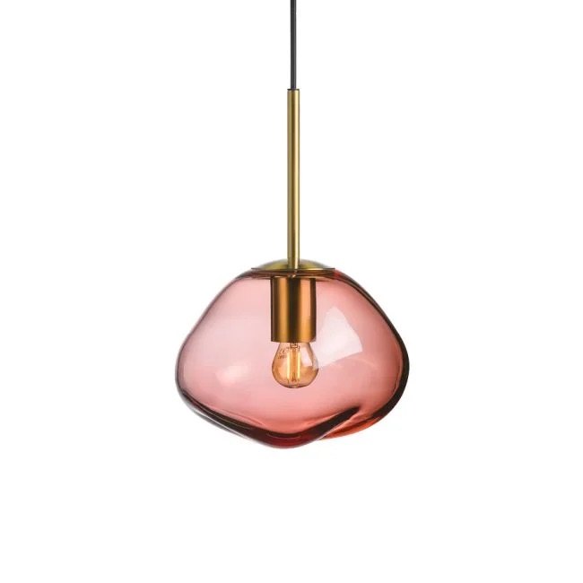 Crystal Stone | Morgenrød fra Hadeland Glassverk, produktbilde av lampe i størrelsen 250 mm med messing