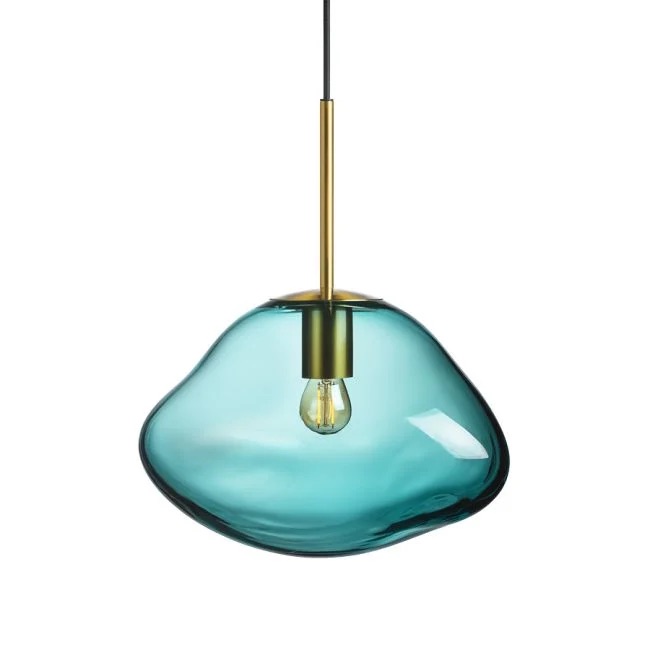 Crystal Stone | Blågrønn fra Hadeland Glassverk, produktbilde av lampe i størrelsen 300 mm med messing