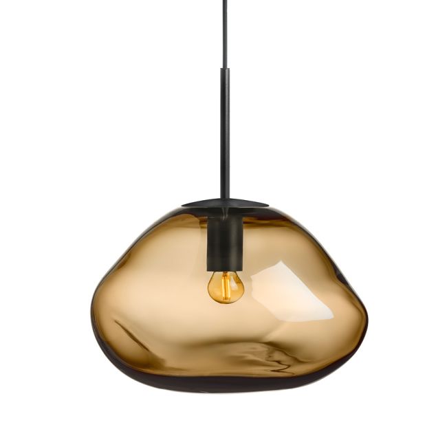 Crystal Stone | Kakao fra Hadeland Glassverk, produktbilde av lampe i størrelsen 350 mm med metall i sort