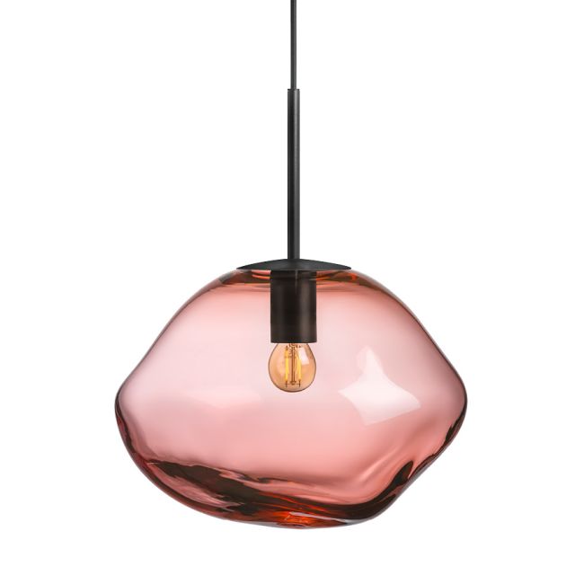 Crystal Stone | Morgenrød fra Hadeland Glassverk, produktbilde av lampe i størrelsen 350 mm med sort metall