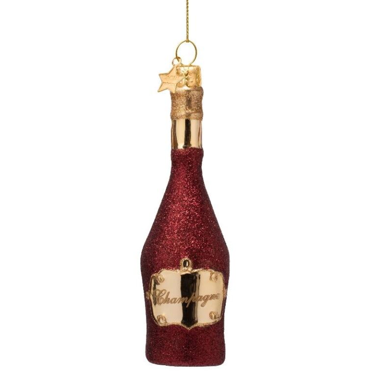 Juleornament | Rød champagneflaske fra Vondels.