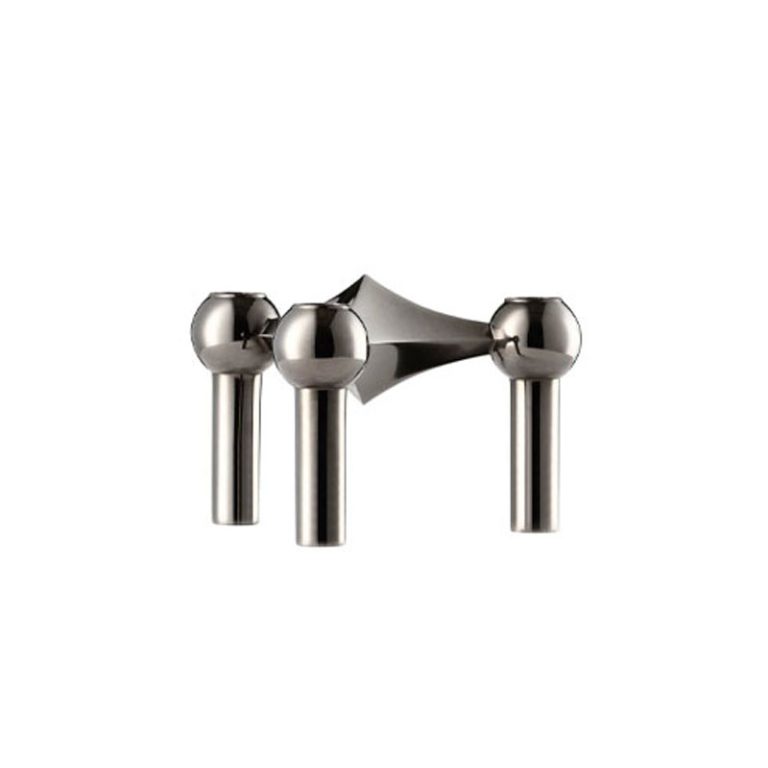 STOFF Nagel lysestake singel i svart krom