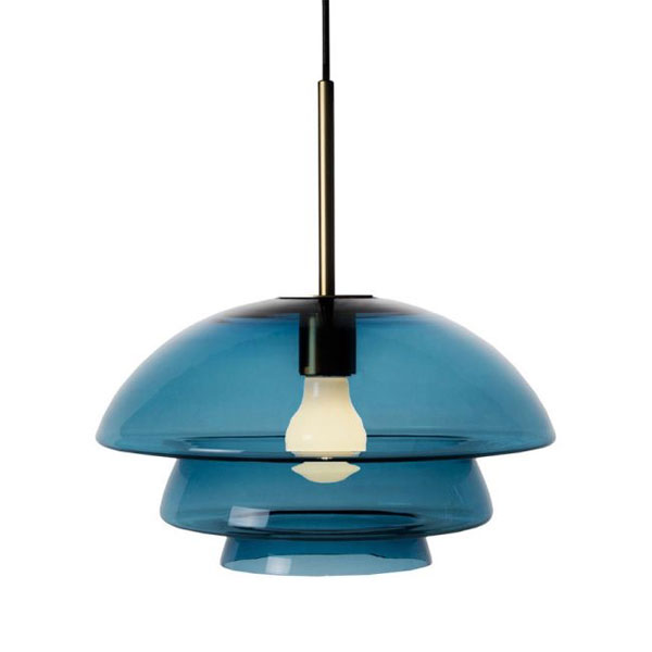 Arkivlampe fra Hadeland Glassverk i stålblå stor.