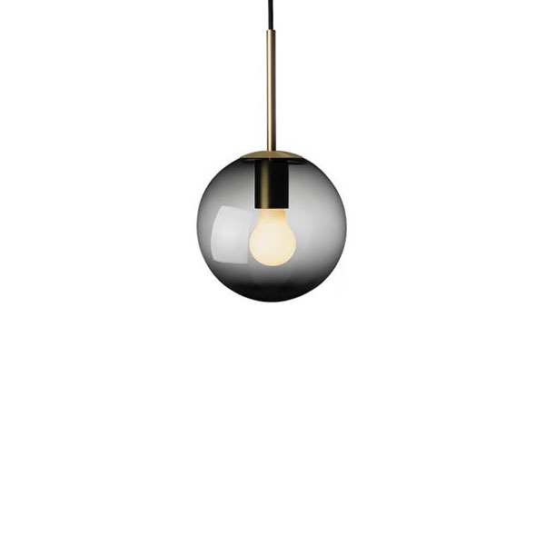 Arkivlampe 4014 200 mm i røkgrå fra Hadeland glassverk med messing topp.