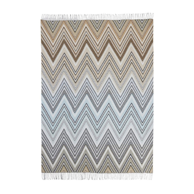 Missoni pledd 130x190 cm i sikksakk mønster i nøytrale farger