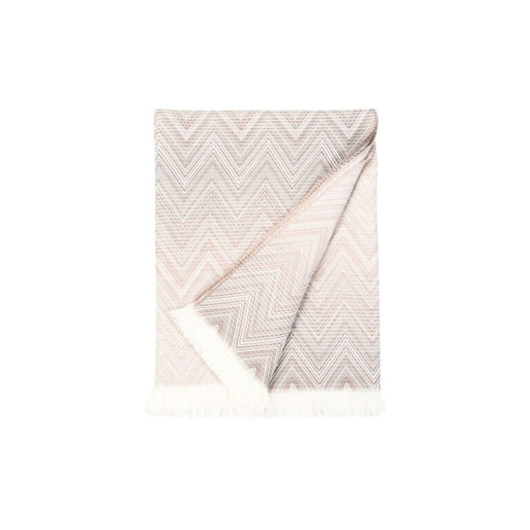Missoni pledd 130x190 cm i sikksakk mønster i beigetoner