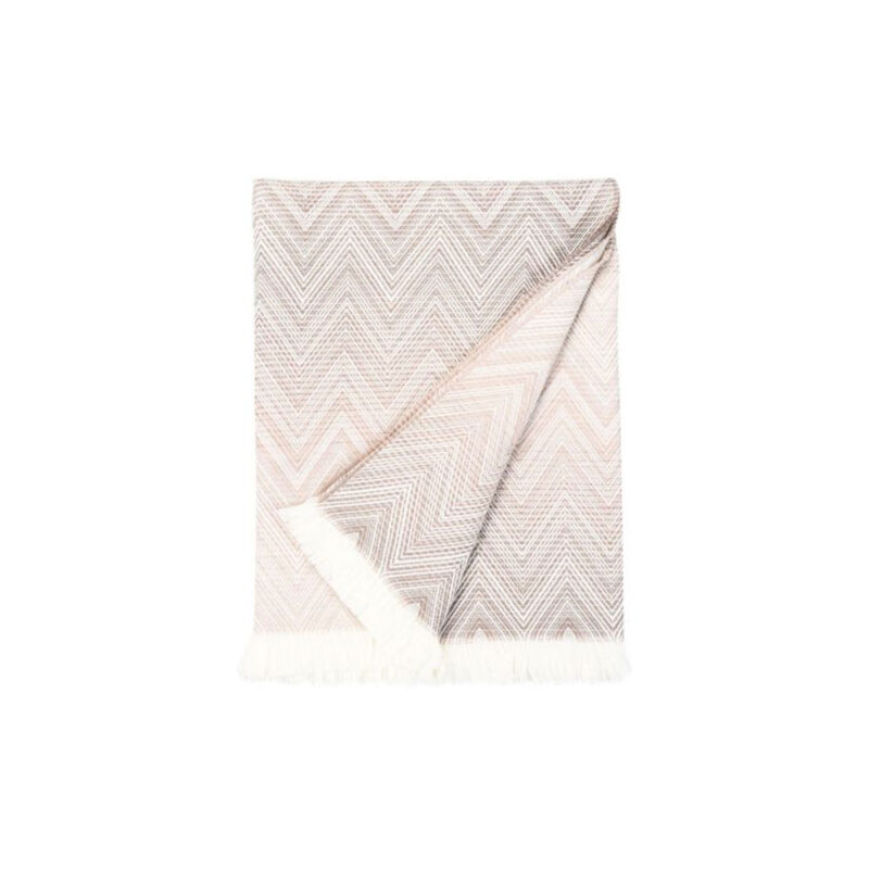 Missoni pledd 130x190 cm i sikksakk mønster i beigetoner