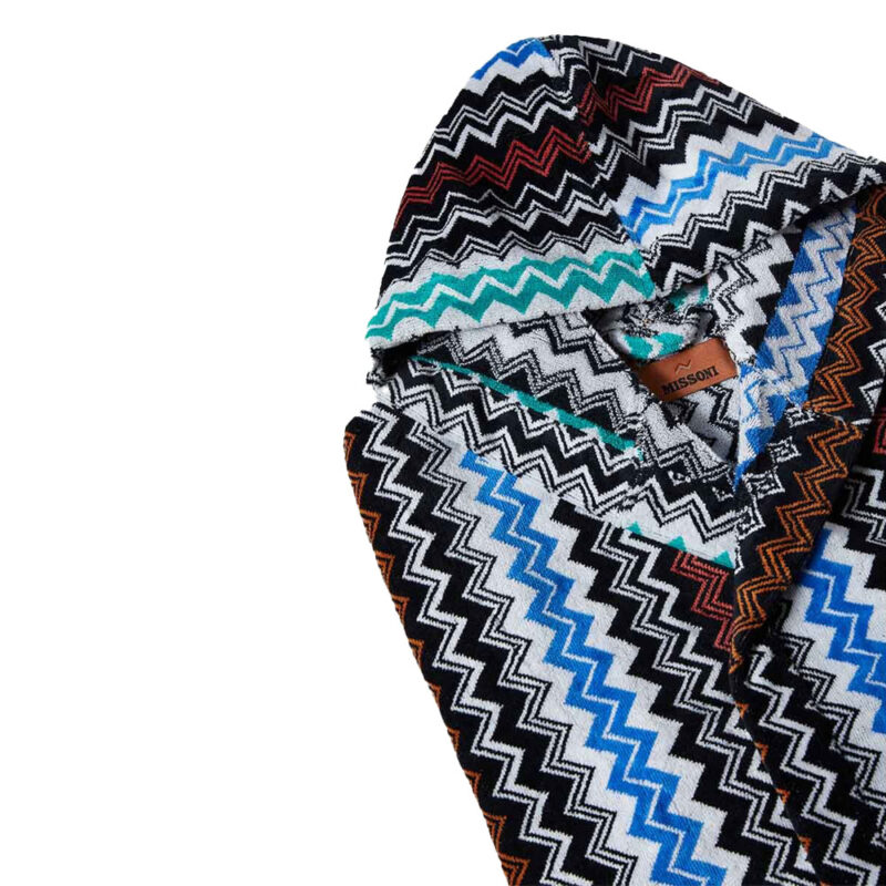 Missoni badekåpe i mønsteret og fargen neoclassic 160 som går i blått, sort og brunt