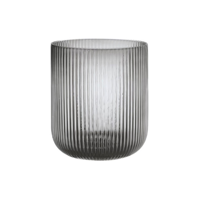 Ven vase i mørk grå med rillene glass fra Blomus