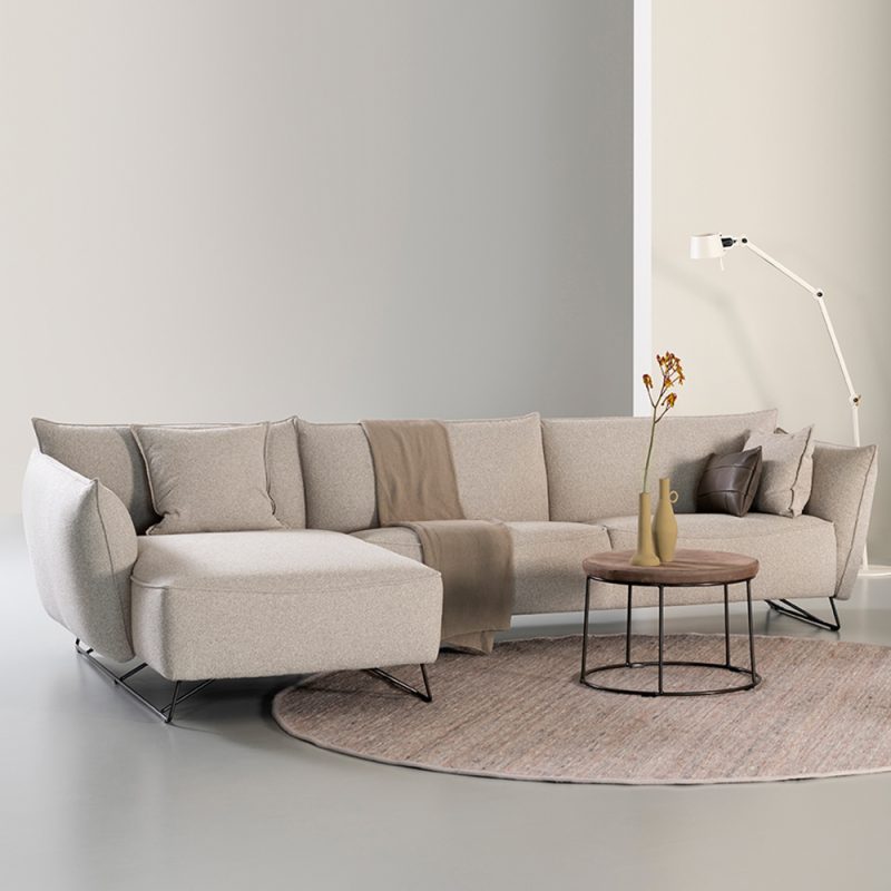My Home sjeselong sofa fra Jess Design-Trier Sand tekstil-et hjem-miljøbilde-2