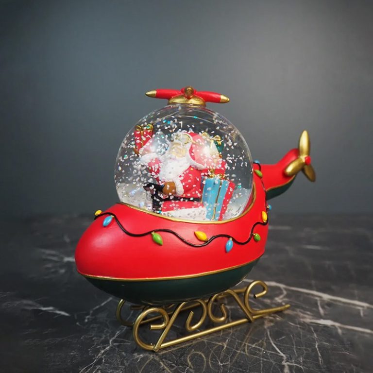 Julepynt Snowglobe Santa helikopter fra Filipiniana