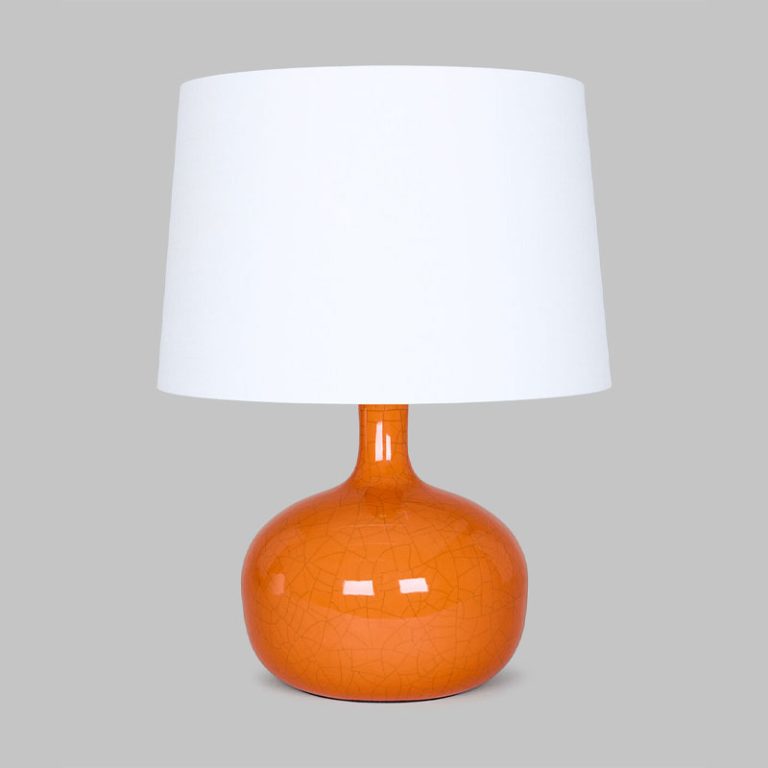 Westbourne bordlampe med glasert fot i oransje med lys skjerm