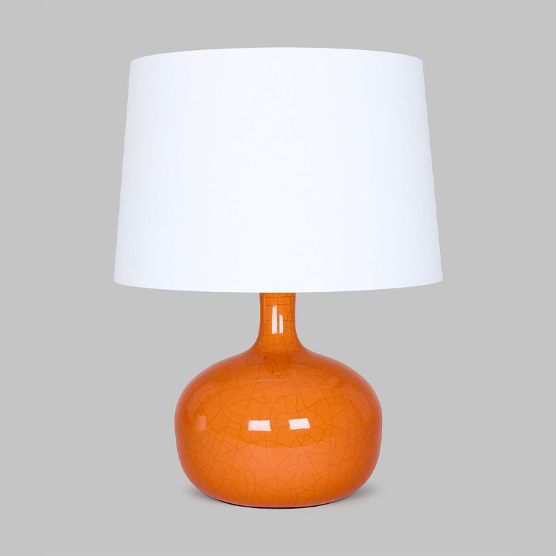 Westbourne bordlampe med glasert fot i oransje med lys skjerm