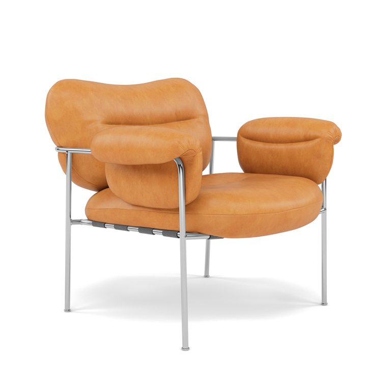 Bollo lounge-lenestol-fogia-Vintage Cognac-krom bein-et hjem-1