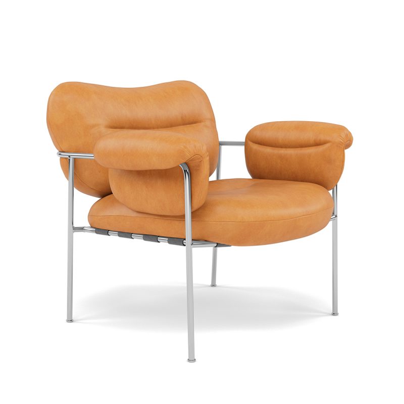 Bollo lounge-lenestol-fogia-Vintage Cognac-krom bein-et hjem-1