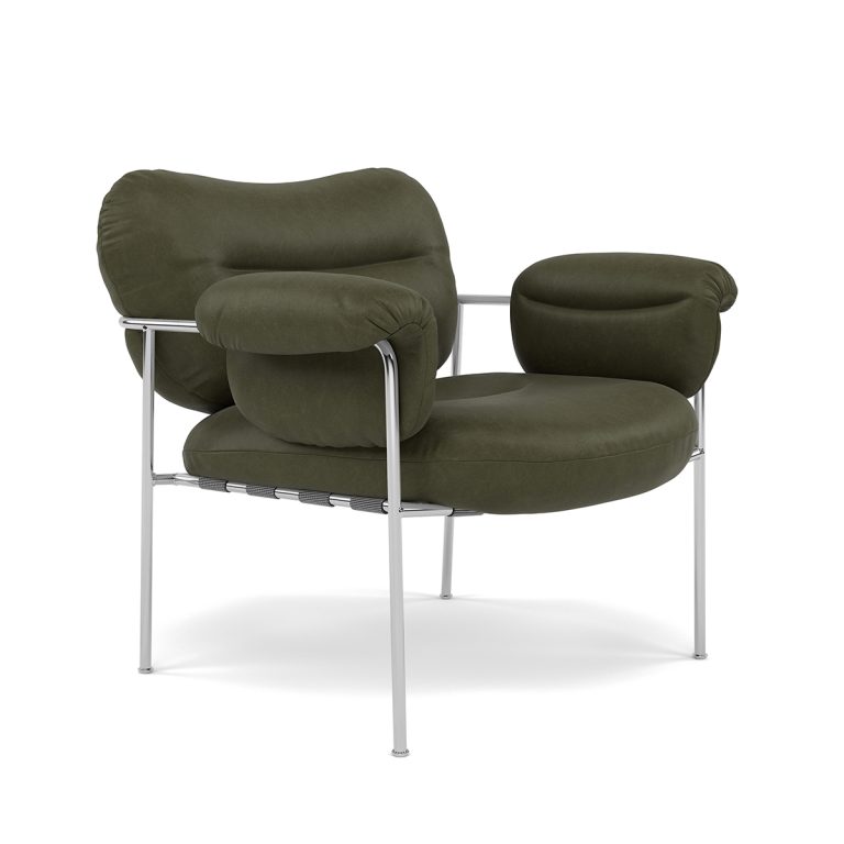 Bollo lounge-lenestol-fogia-Vintage Olive-krom bein-et hjem-1