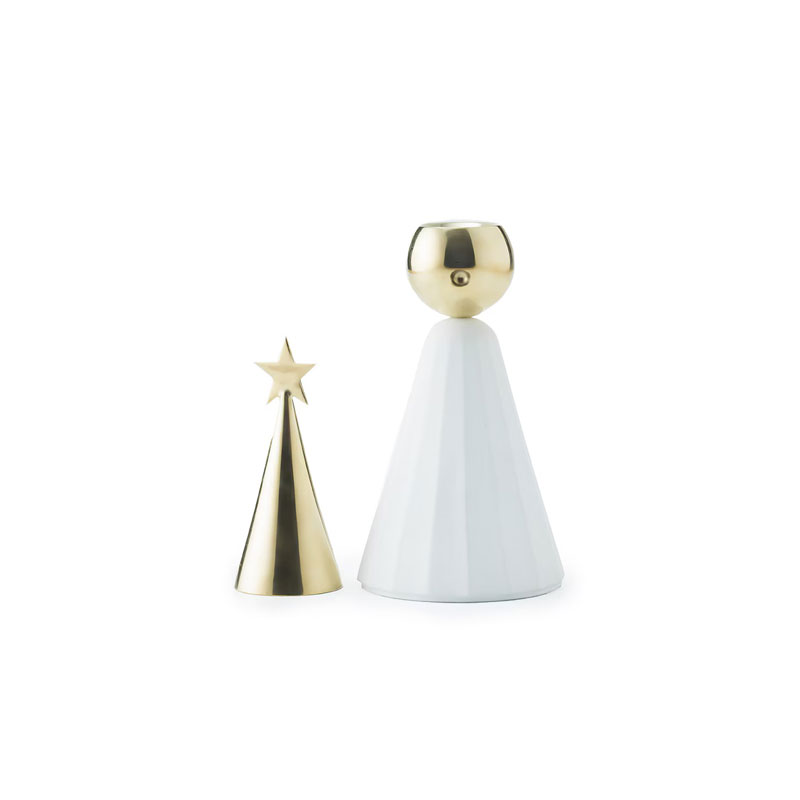 soprano lysholder med lyssklukker i hvitt og messing fra klong