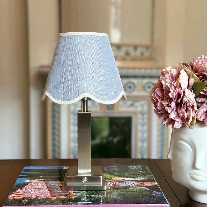 athena slim sølv lampefot oppladbar lampe