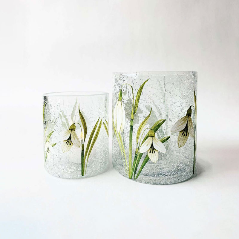 krakelert lysholder med snøklokker fra trend design