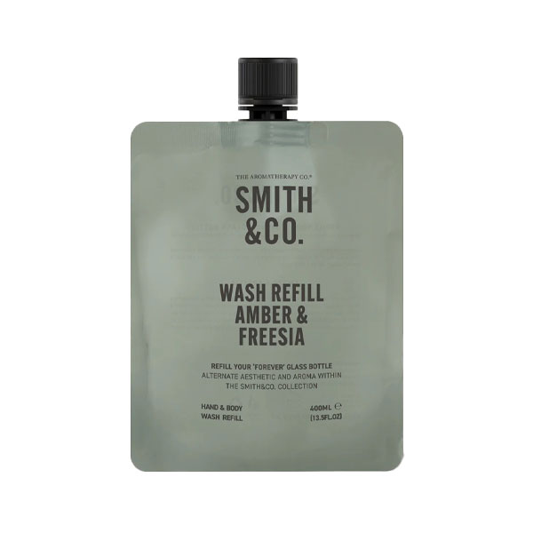 refill hånd- og kroppssåpe i duften amber og freesia fra smith & co.