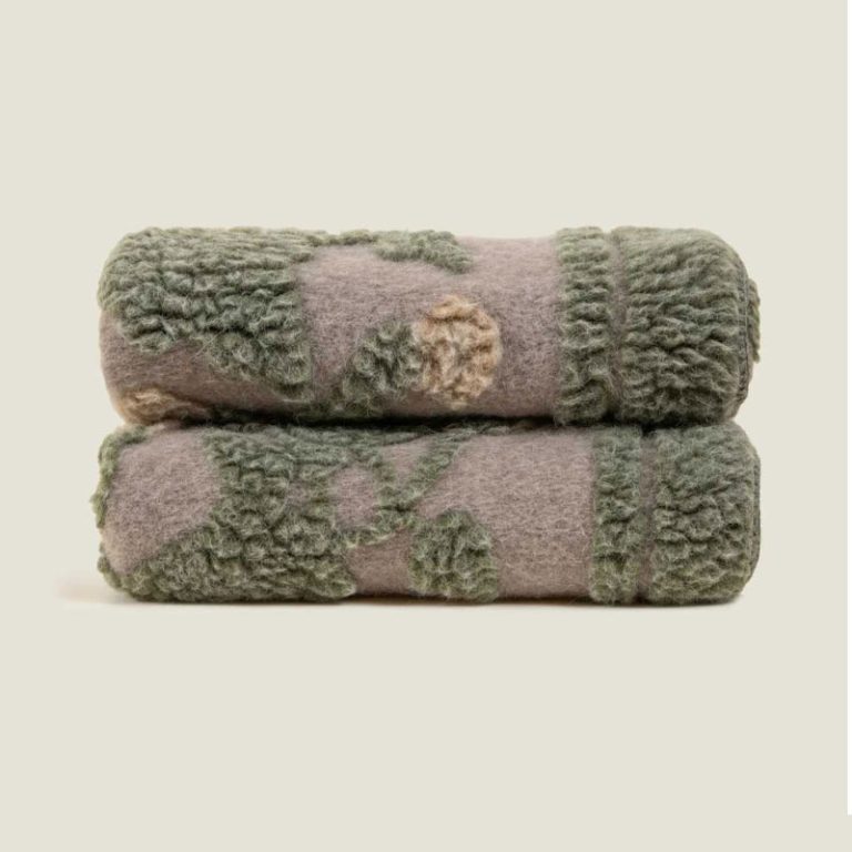 Harmony green ullpledd i beige og grønt fra frati home