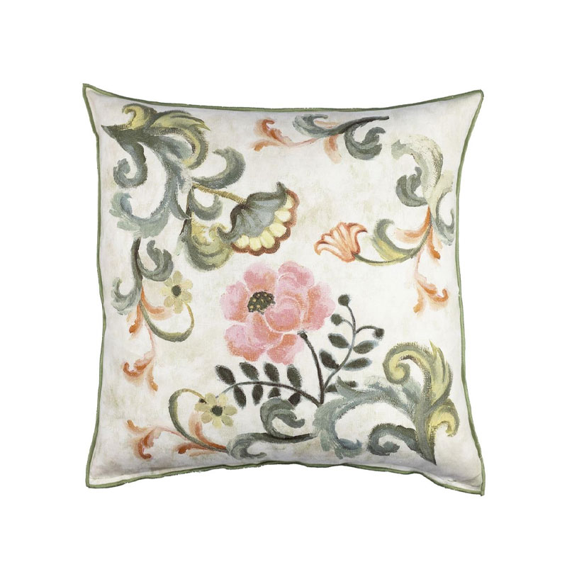 osier damasse travertine pute i 50x50 cm i dempede vårfarger fra designers guild