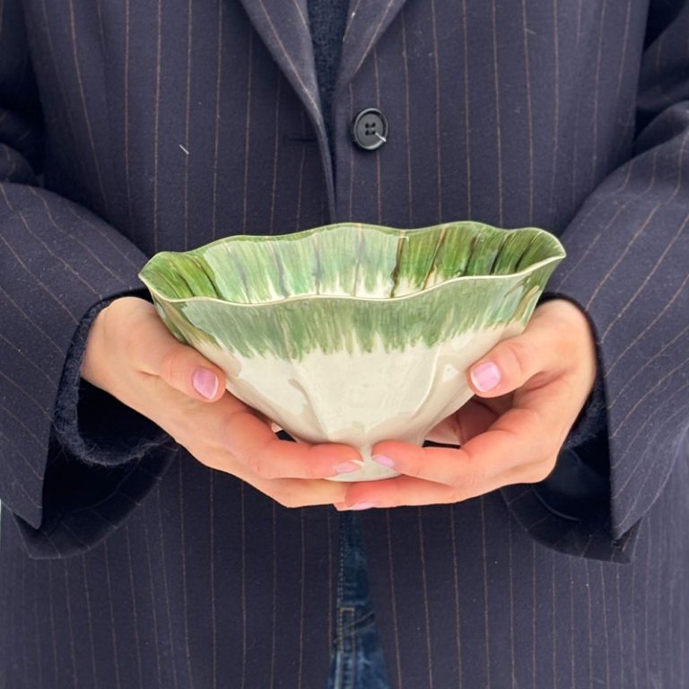 skål chakra art liten i grønn og kremhvit fra edg