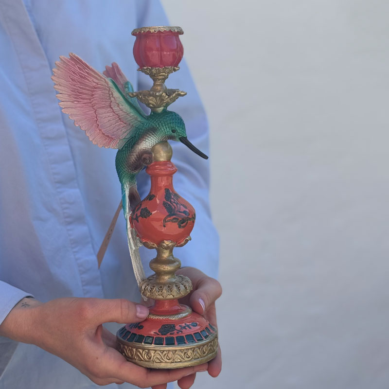 lysestake med rosa kolibri fra alot