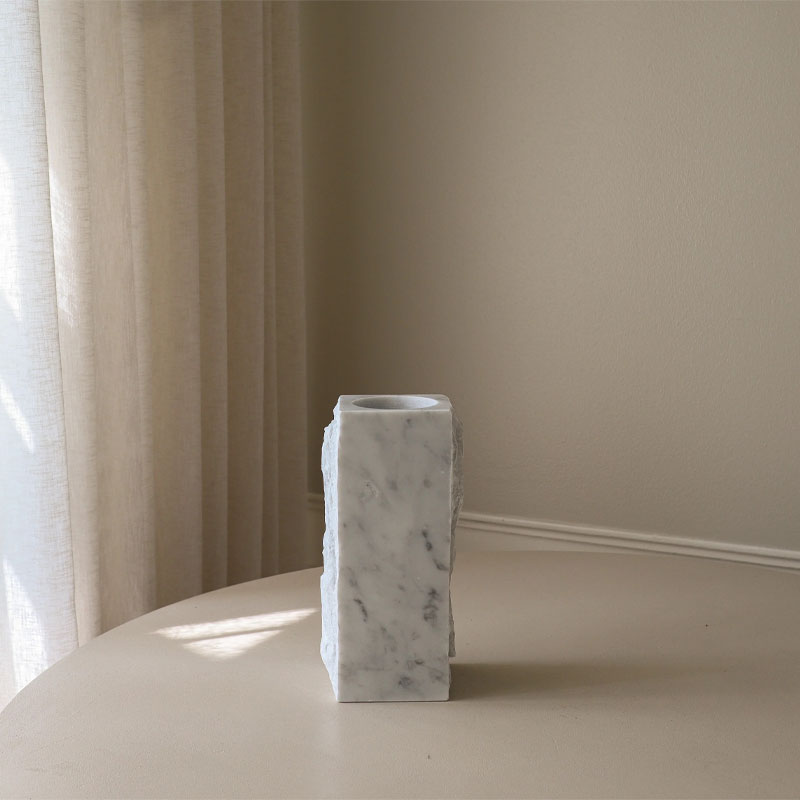 medium Carrara white marble edge vase fra botane