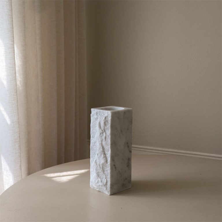 medium Carrara white marble edge vase fra botane