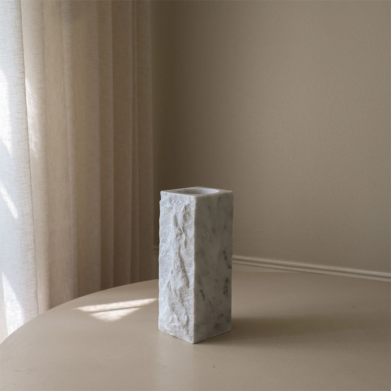 medium Carrara white marble edge vase fra botane