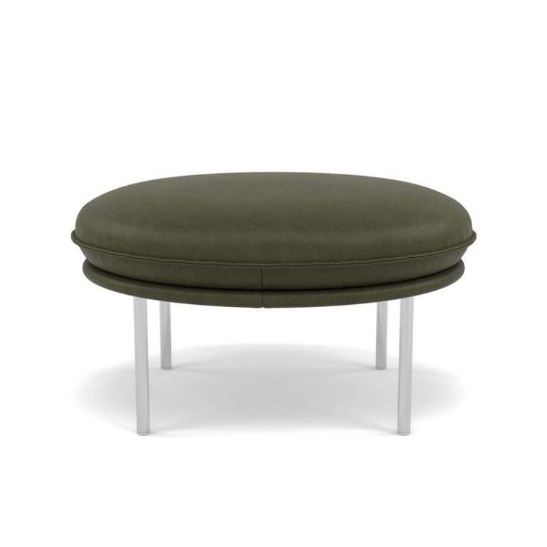 Tiki fotskammel i vintage olive med stål understell fra fogia
