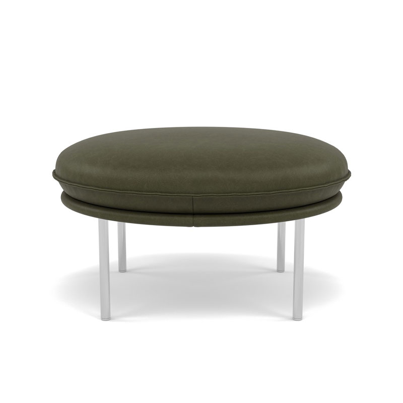Tiki fotskammel i vintage olive med stål understell fra fogia