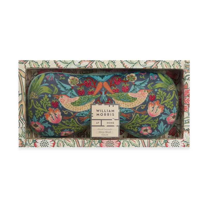 Øyemaske-eye-mask-william-morris-lavendel-velvære-sovemaske-et-hjem-produktbilde-med-eske