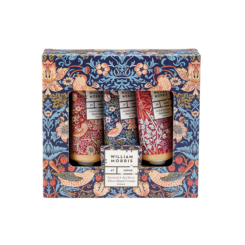 Strawberry-Thief-tre-håndkremer-30ml-william-morris-gavesett-et-hjem
