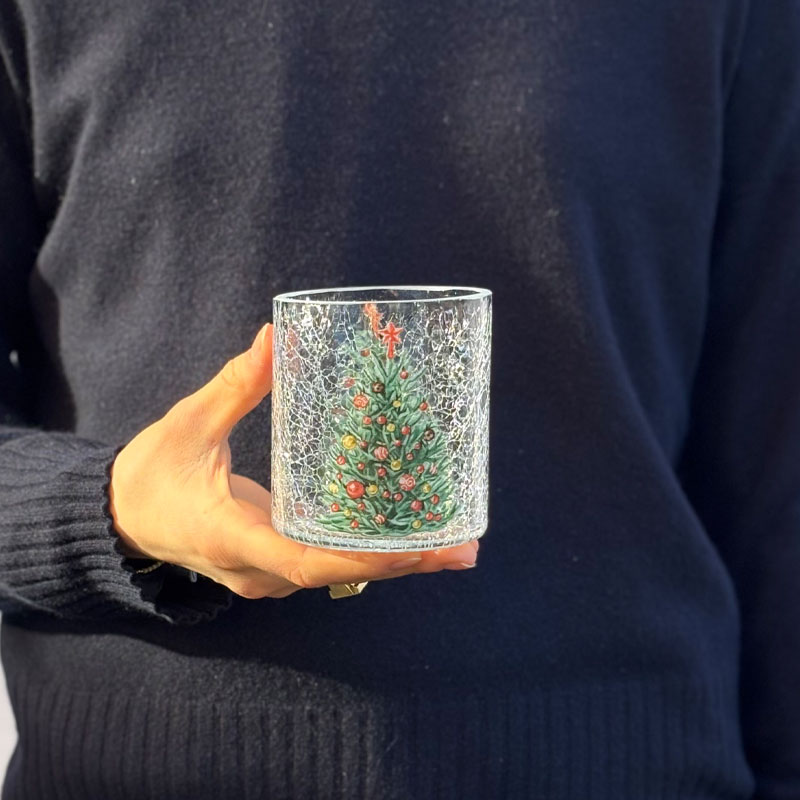 lysholder krakelert med juletre fra trend design